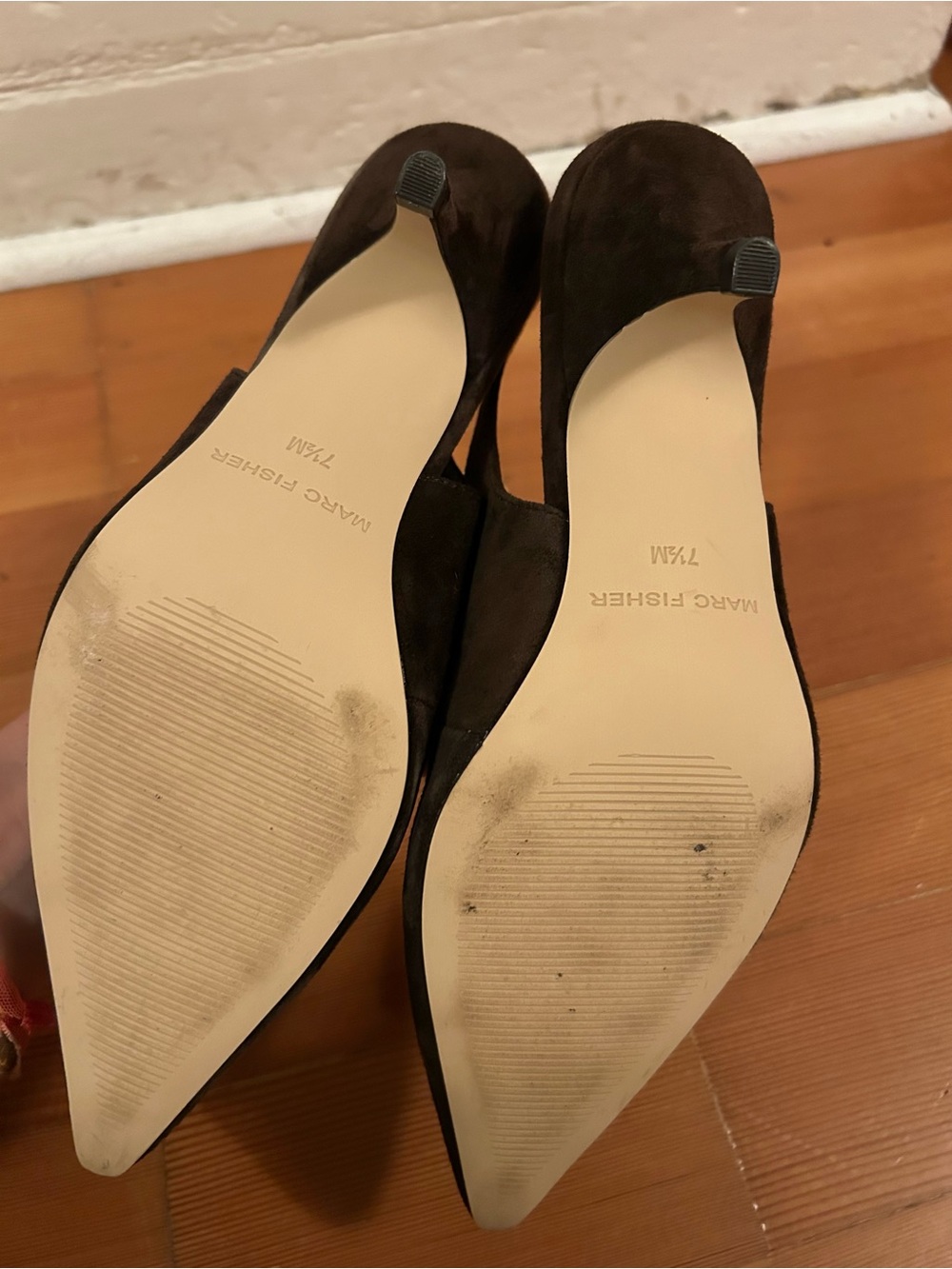 Marc Fisher Dark Brown Suede Pointed Slingback Heels - Picture 5 of 5
